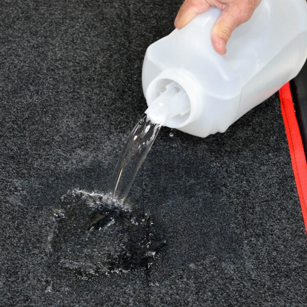 Sanistride boot disinfecting mat insert that dispenses sanitizer added by customer to bottom of shoes thoroughly saturating the germs on shoe bottoms