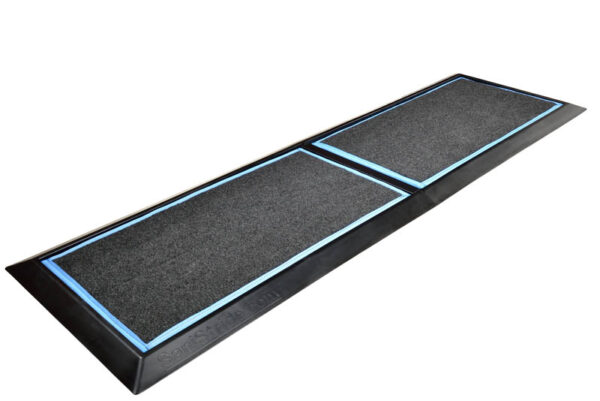 SaniStride 1" deep 2 piece Long Runner boot bath mat system sanitizes boot bottoms once sanitizer is added