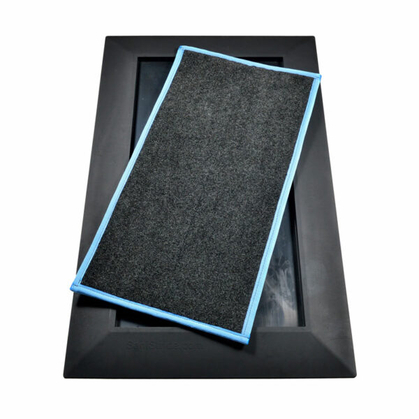 Antimicrobial door mat, once customer adds sanitizer, kills germs on shoes, Boot dip mat, shoe sanitizing mat, mat with disinfectant, antimicrobial mat, kill germs on shoes, Sanistride, Stride mat, sanitizer mat, industrial disinfecting mat, sanitizing doormat, shoe disinfectant mat, shoe sanitizing mat, boot disinfectant mat, sanitizer mat, sanitizing mat, disinfectant door mat